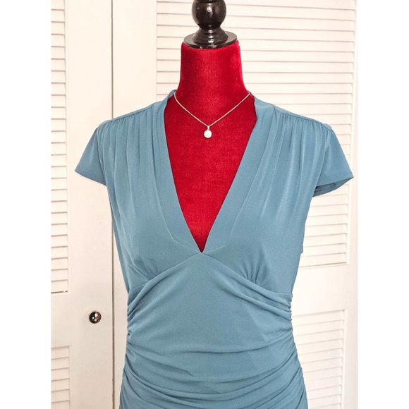 Laundry by Shelli Segal Women's Teal Knee Length Dress Sz 10 1606 - Picture 6 of 8